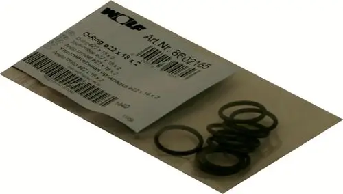 Packung mit mehreren O-Ringen in schwarzer Farbe, markiert mit "Wolf". Verkaufsinformationen und Barcode auf der Verpackung sind sichtbar.